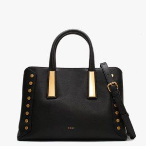 DKNY Ewen Black Pebbled Leather Satchel Bag
